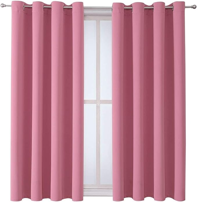 ChrisDowa Grommet Room Darkening Curtains for Bedroom and Living Room - 2 Panels Set Thermal Insulated Blackout Curtains (Pink, 52W x 54L)