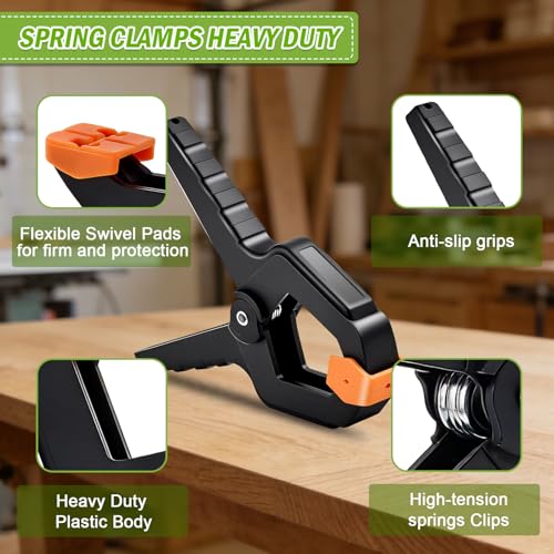 36 Pack Spring Clamps Heavy Duty - 3.5 Inch Wood Clamps for Woodworking, Spring Clips Clamp for Crafts,Photography Backdrop, Balloon Arch and More with Non-Slip Handles and Adjustable Jaw Pads,Orange - size: Orange-36 Pack