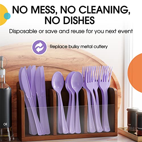Party Solids Lavender Plastic Forks 200 Pieces Lavender Forks Disposable Utensils Heavy Duty Plastic Cutlery Set Disposable Cutlery Sets Flatware Sets Silverware Set Party Supplies & Party Tableware - color: Lavender