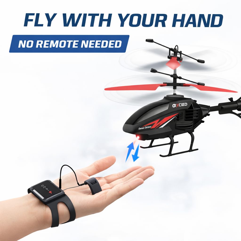 Gesture Control RC Helicopter Toy for Kids – Remote Control Helicopter Alternative, Fly with Your Hand, No Remote Needed, Easy Indoor Helicopter Toy for Boys & Girls Ages 8+