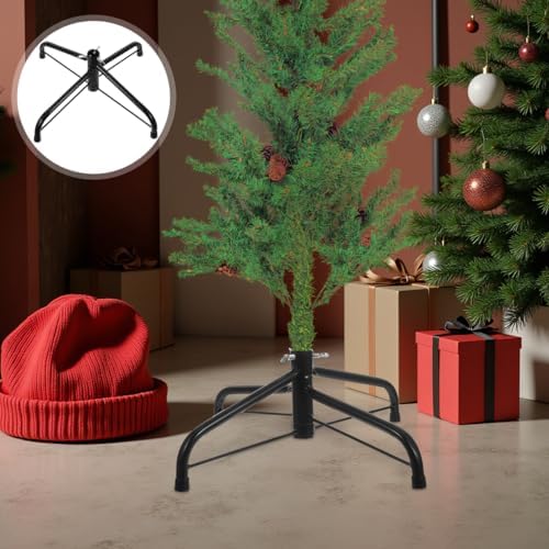 Amosfun Metal Christmas Tree Stand 0.75 Inch Foldable Tree Holder Support Base Bracket Christmas Party Supply 13.77 x 13.77 x 4.96 Inch
