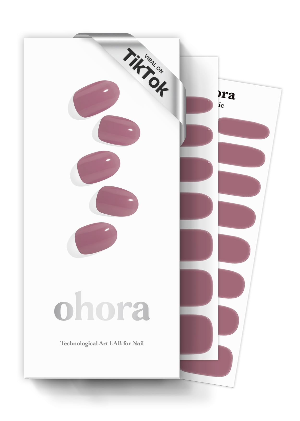ohora Semi Cured Gel Nail Strips (N Bare Plum) - Works with Any Lamps, Salon-Quality, Long Lasting, Easy to Apply & Remove - Includes 2 Prep Pads, Nail File & Wooden Stick