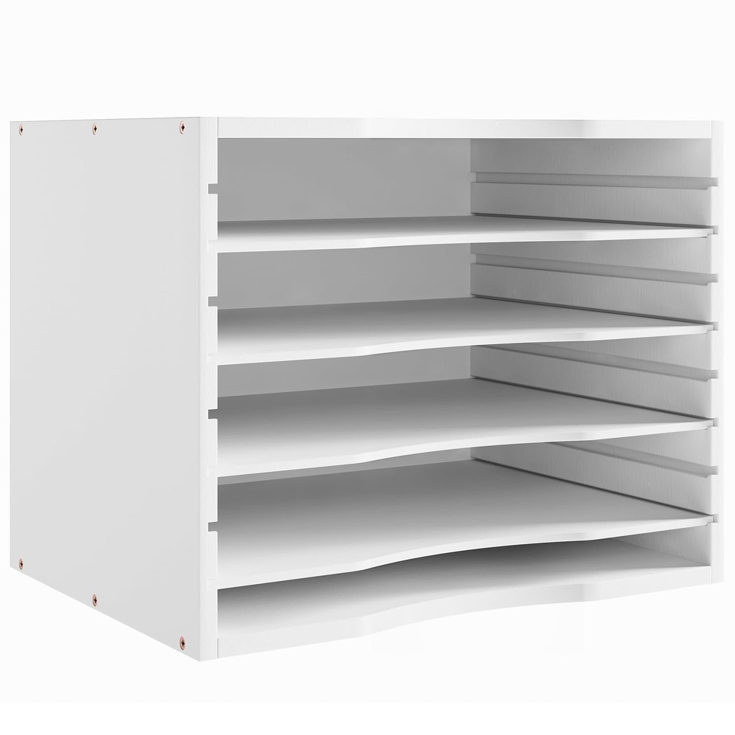 Bamjoy Bamboo 5 Tier Desktop Organizer, Paper Organizer Mail Sorter, File Holder Letter Document Storage with Adjustable Shelves for School Home Office, White