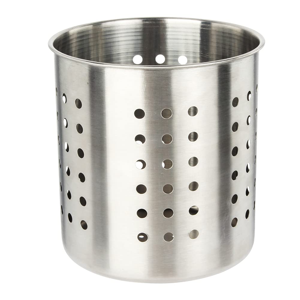 Saiveina Stainless Steel Utensil Holder Kitchen Holder Restaurant Cooking Utensil Holder for Forks Spatula, 5.3'' x 5.1" Round Utensil Organizer