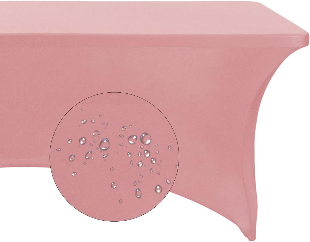 Spandex 8ft Waterproof Table Cover for Party,Wedding, Banquet, and Events(Dusty Pink)