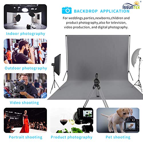 ISSUNTEX 5X7 ft Background Muslin Backdrop, Photo Studio, Collapsible High Density Screen for Video Photography and Television-Gray - color: Gray, size: 5X7 ft