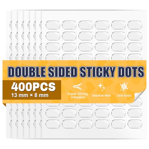 400PC Double Sided Sticky Dots Removable, Clear Museum Putty & Wall Safe Tape for Balloons, Photos, Crafts, Posters - Reusable Adhesive Dots (Round) (Rectangle)