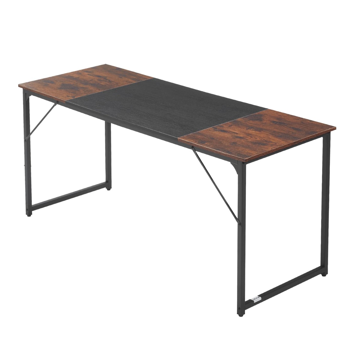 VEVOR Computer Desk, 63 Inch Office Gaming Desk for Home Office, Writing Study Work Modern Simple Table with Metal Frame for Large Legroom, Rustic Brown and Black