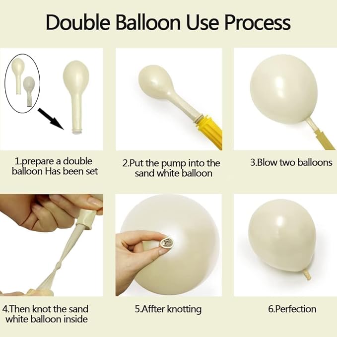 Pearl White Balloon Garland Kit, Double Stuffed – Sand White, Pastel Ivory & Cream Latex Balloons in 3 Sizes for Wedding, Bridal, Baptism & Baby Shower