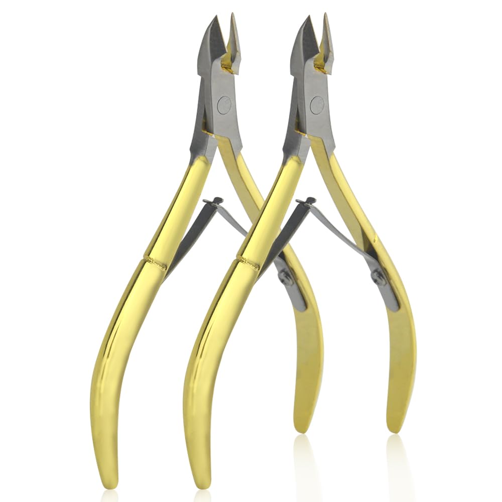 XINMEIWEN 8Pieces Cuticle Trimmer Cuticle Nipper Cuticle Remover Cuticle Cutter Stainless Steel Cuticle Cutter Clipper Nail Tools for Fingernails and Toenails (Gold)