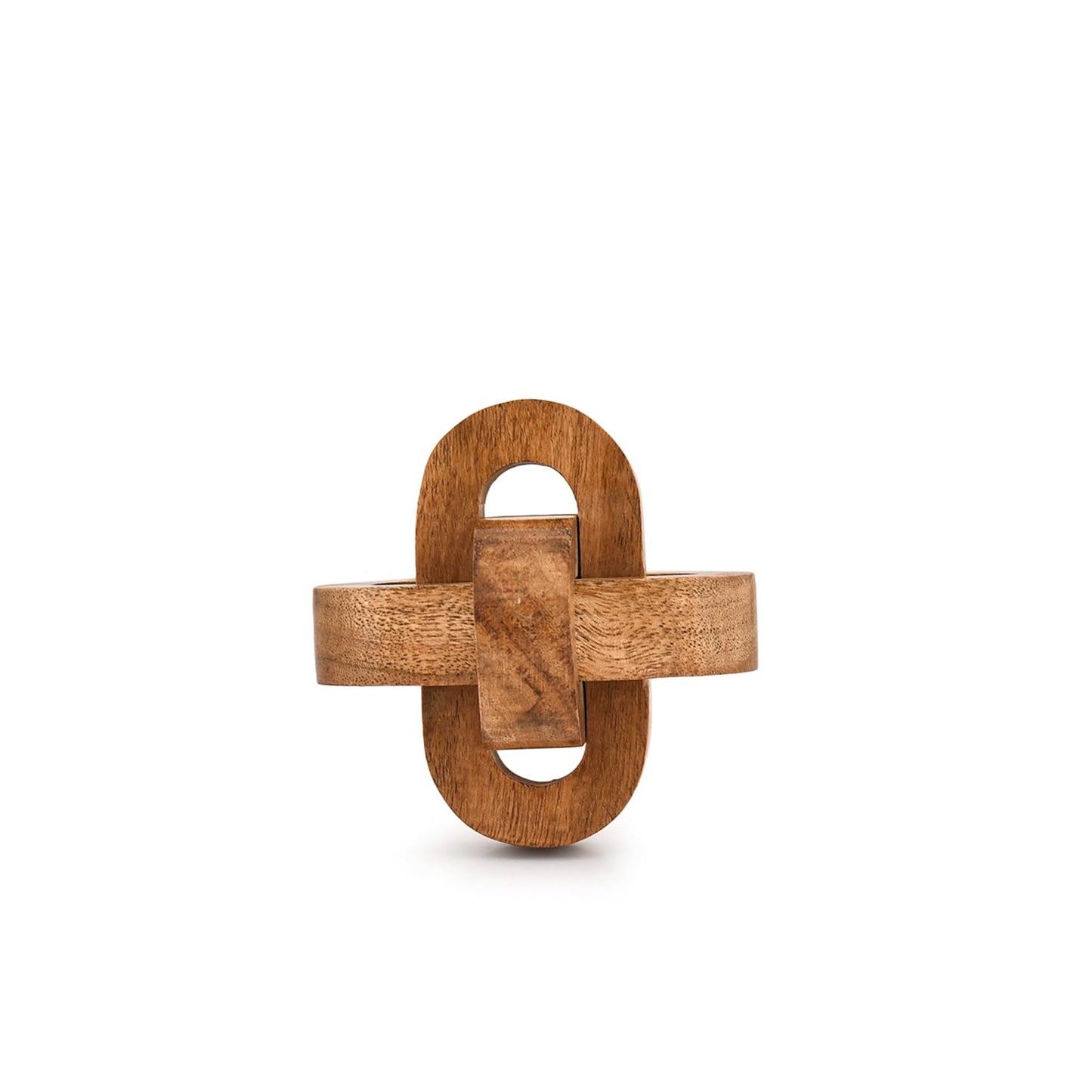 Kimona Statue 3 Link Wooden Knot Hand Carved Home Decoration Crafts Ornaments for Coffee Table Tray Shelf (4" X 4" X 4")