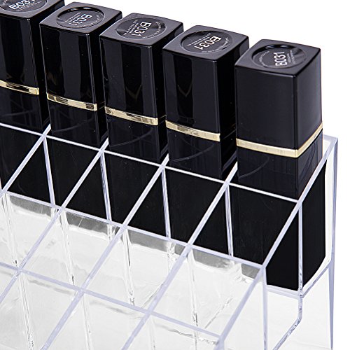 HBlife Lipstick Holder - 40 Space Clear Acrylic Lipstick Organizer Display Stand for Cosmetics, Makeup, Brushes, Bottles and More
