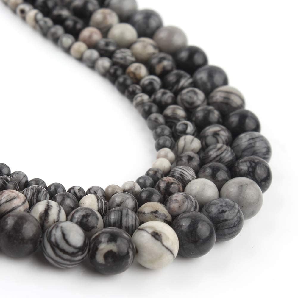 Yochus 45pcs Spider Web Beads，8mm Healing Power Natural Stone Round Loose Beads for Jewelry Making Earring Necklace DIY Crafts