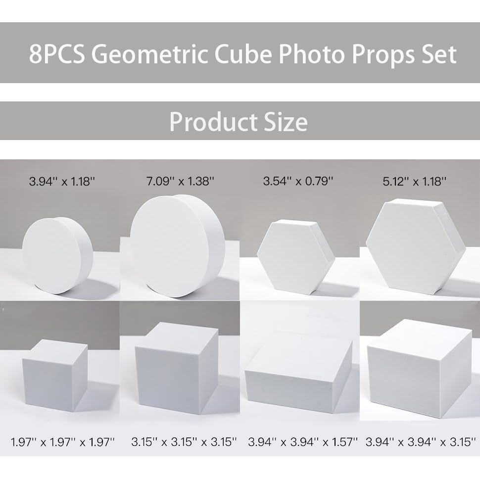 8PCS Geometric Cube Photo Props Set, Hard Foam Photography Background Props for Goods, Crafts, Lipstick, Jewelry, Cosmetics, Makeup Tools, Food (Pink) - color: Pink