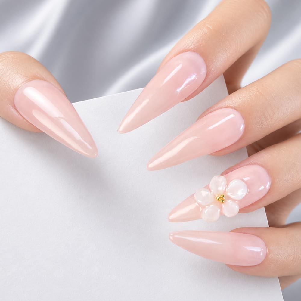 2IM Studio Handmade Press On Nails – 10 Piece Soft Gel Nail Kit with Glue & Tool Set, Reusable Artisan Nails, Salon-Quality Finish (Blush Petal-XS)
