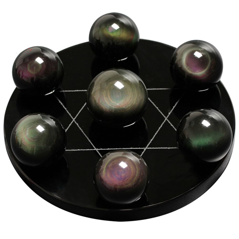 PPOZYLPC Crystal Ball Seven Star Array Obsidian Crystal The Office Decor Tablescape Decor Starter Set Textured Crystal Ball 7 Crystal Ball Crystal Ball Statue Gem,L