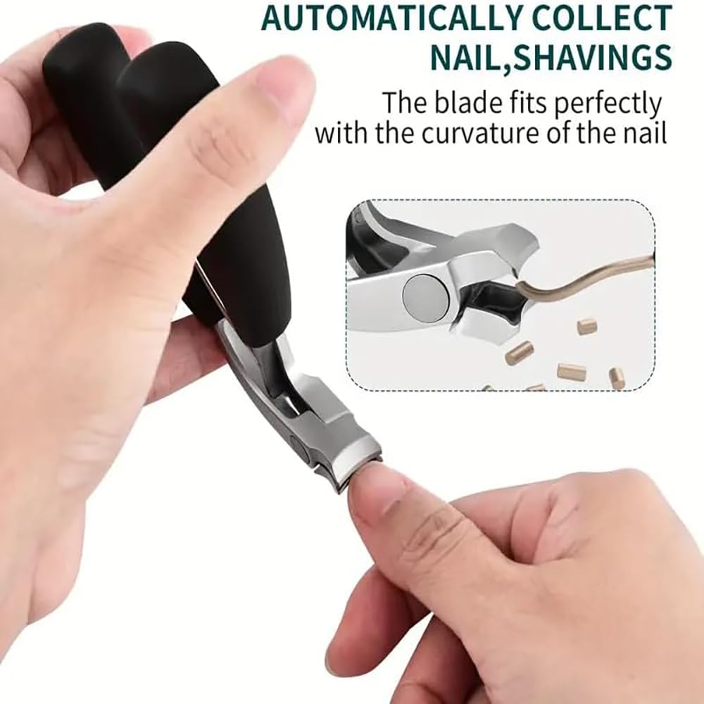 Heavy Duty Toe Nail Clippers for Men ，Ergonomic Non-Slip Long Handle Nail Clippers for Adults Seniors （Silver）