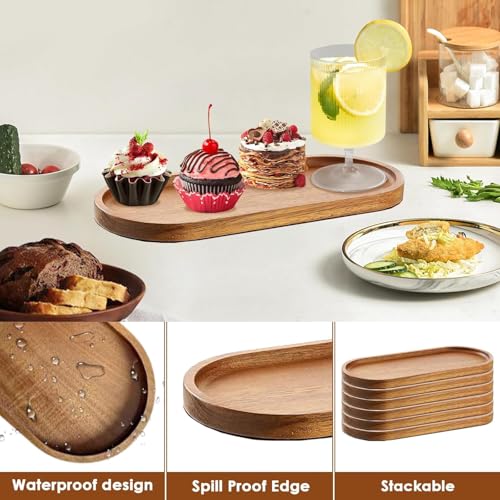 Linwnil 8Pack Wood Serving Trays 11.5x4 Inch Charcuterie Boards Oval Wooden Plates Wood Serving Platter Cheese Dinner Plates Bulk for Dessert Snack Bread Fruit Appetizer Dishes - size: 11.5" x 4"_8 Pack