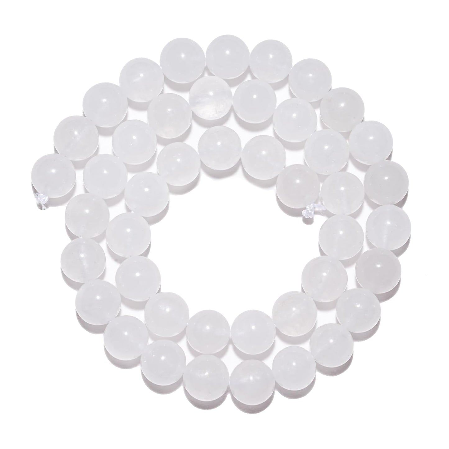 10mm Natural White Jade Gemstone Beads Polished Round Smooth Stone Beads for Bracelets Jewelry Making 15inch Loose Beads