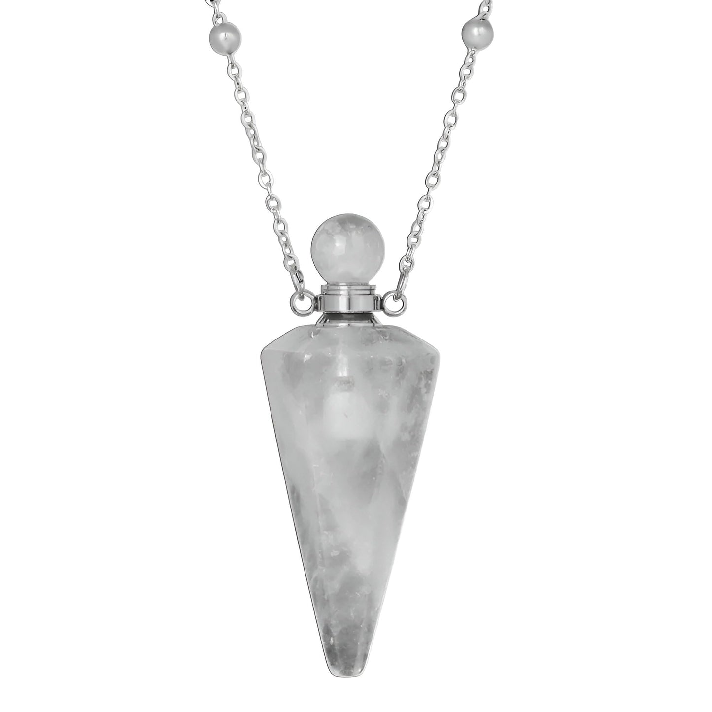 Generic 925 Sterling Silver Essential Oil Necklace, Unisex Cone Shape Pendant, Wellness Theme