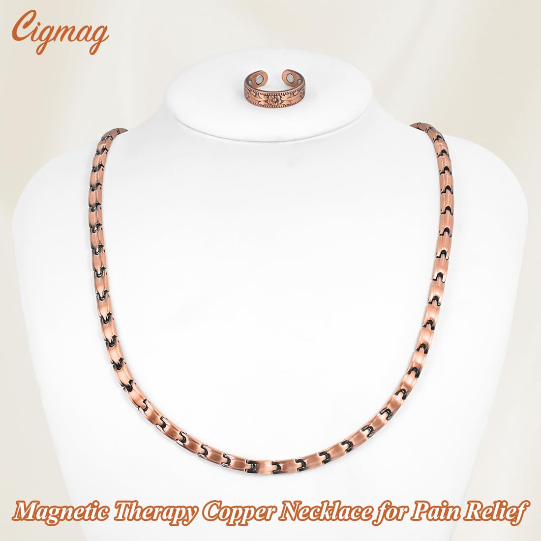 Cigmag Copper Necklace for Women, with 99% Solid Pure Ring Ultra Strength Magnets, Adjustable New Slim and Lightweight