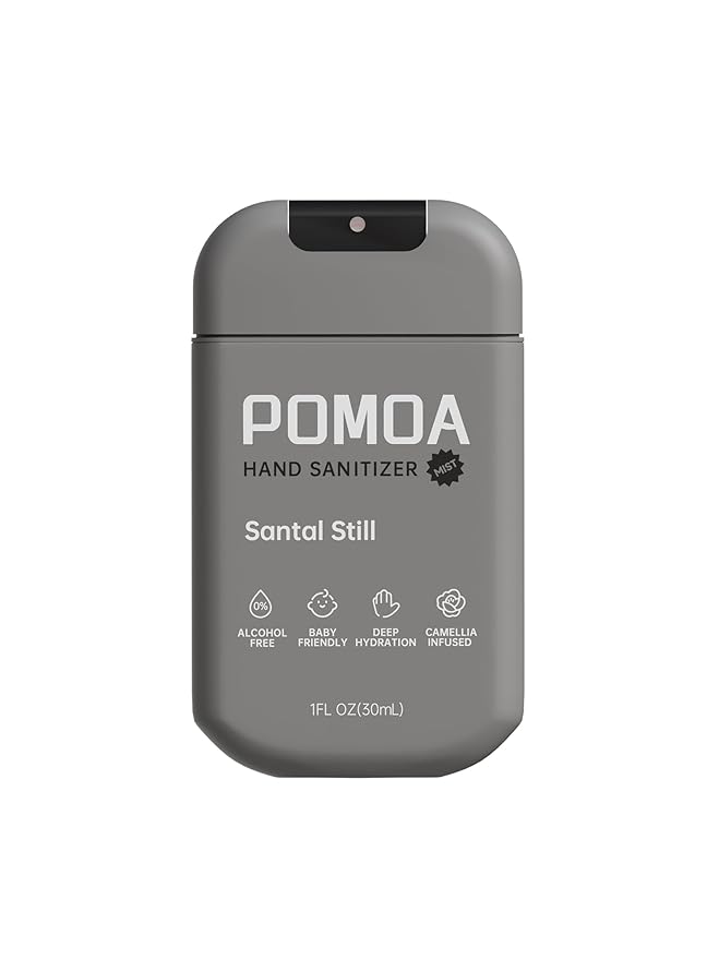 Alcohol Free Hand Sanitizer Spray, Non Irritating, Hydrating and Non Greasy, Gentle Fine Mist, Travel-Friendly Pocket Size 1 Fl Oz, Santal Still
