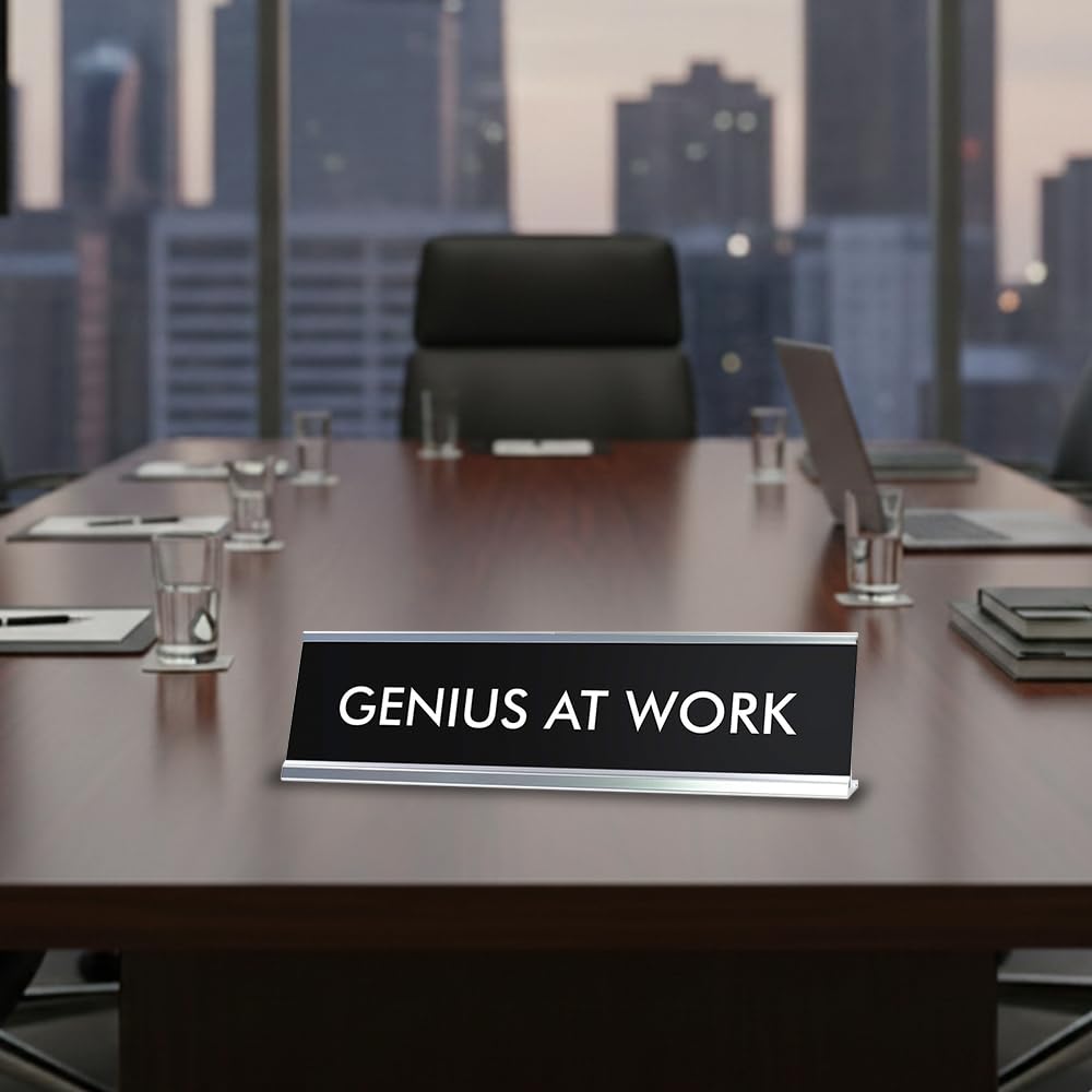 Signs ByLITA GENIUS AT WORK Novelty Desk Sign