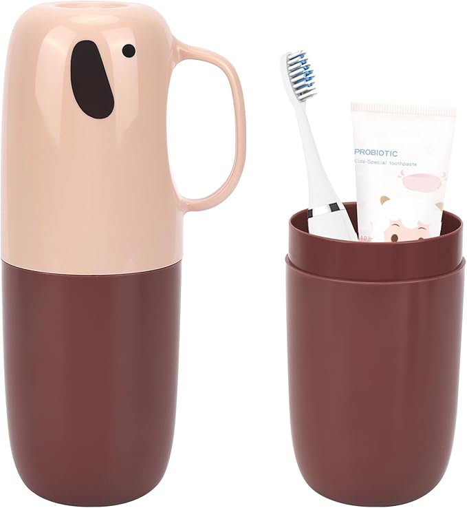 Toothbrush Travel Case, Removable and Portable Toothbrush Holder Cup, Use for Travel, Hiking,Camping, School, Bathroom, Cute and Playful Elephant Styling for Kids and Teens (Pink)