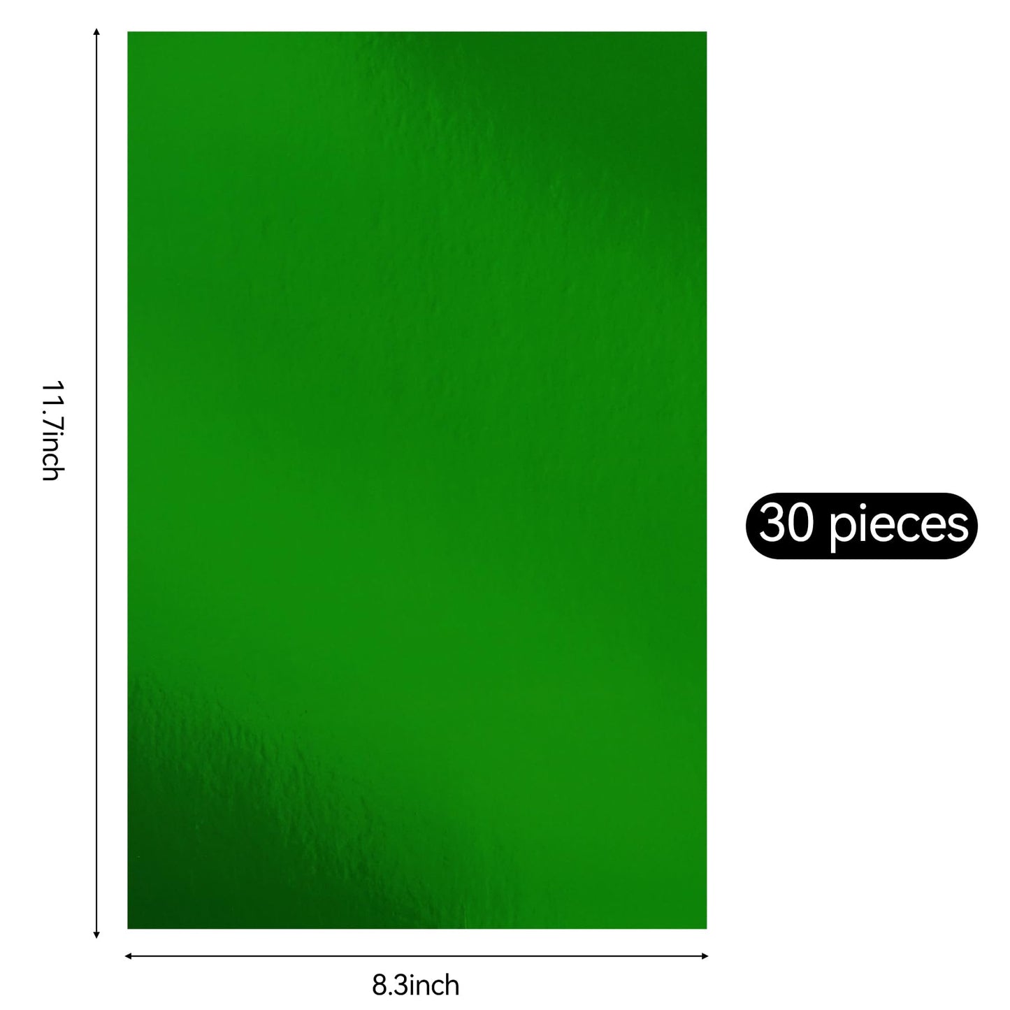 30 Sheets Metallic Green Cardstock Paper - A4 Size (250gsm), Mirror Finish Gold Foil Board for Crafting, Invitations, and Decorations - Die Cut and Plotter Compatible