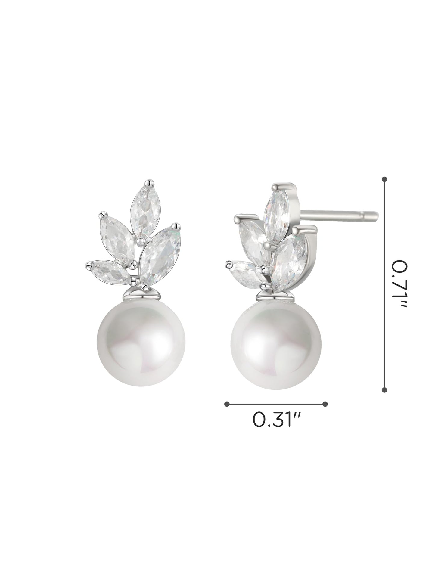 SWEETV Cubic Zirconia Pearl Drop Wedding Earrings for Brides, Ivory Bridal Pearl Earrings for Bridesmaid Jewelry Gift (07.Style 8)