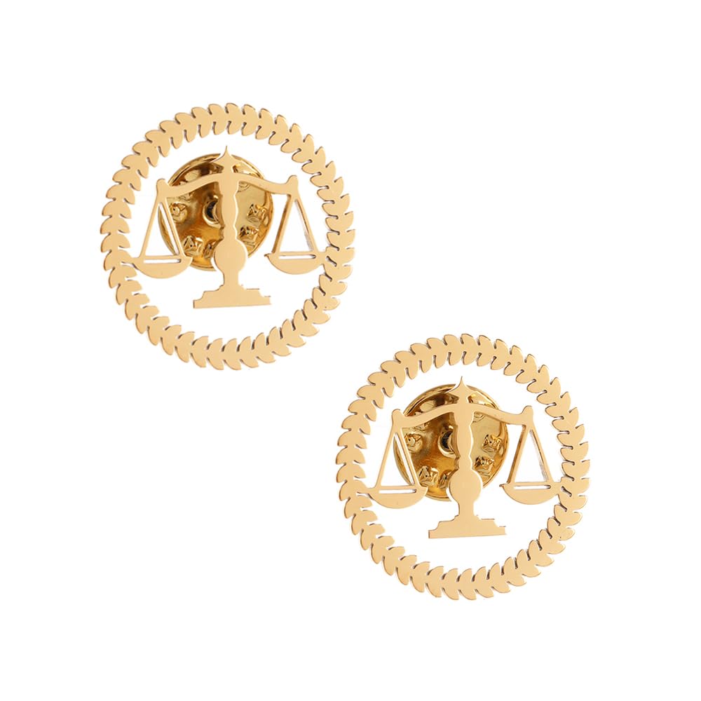 Metal Balance Badges Suit Brooch Libra Scales Brooches For Men (2pcs gold)