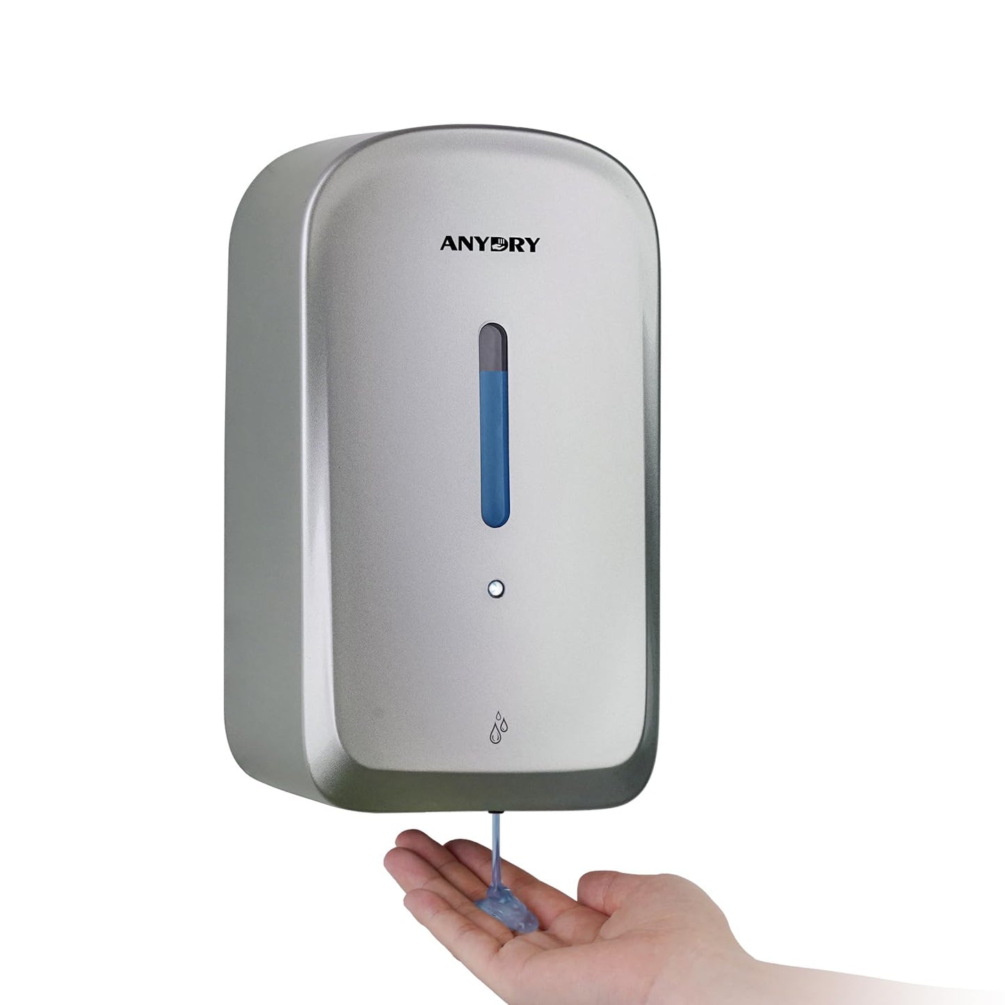 anydry Commercial Automatic Soap Dispenser Large 34oz/1000ml Capacity Wall-Mounted Touchless Liquid Dispenser for High-Traffic Restrooms, Offices, Hospitals Model AD1220S Silver