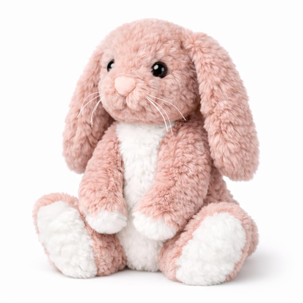 Laila and Lainey Bunny Stuffed Animal - 10.5 Inch Tall Pink Bunny Plush, Weighted Bottom for Independent Sitting, Safety Certified Rabbit Stuffed Animal