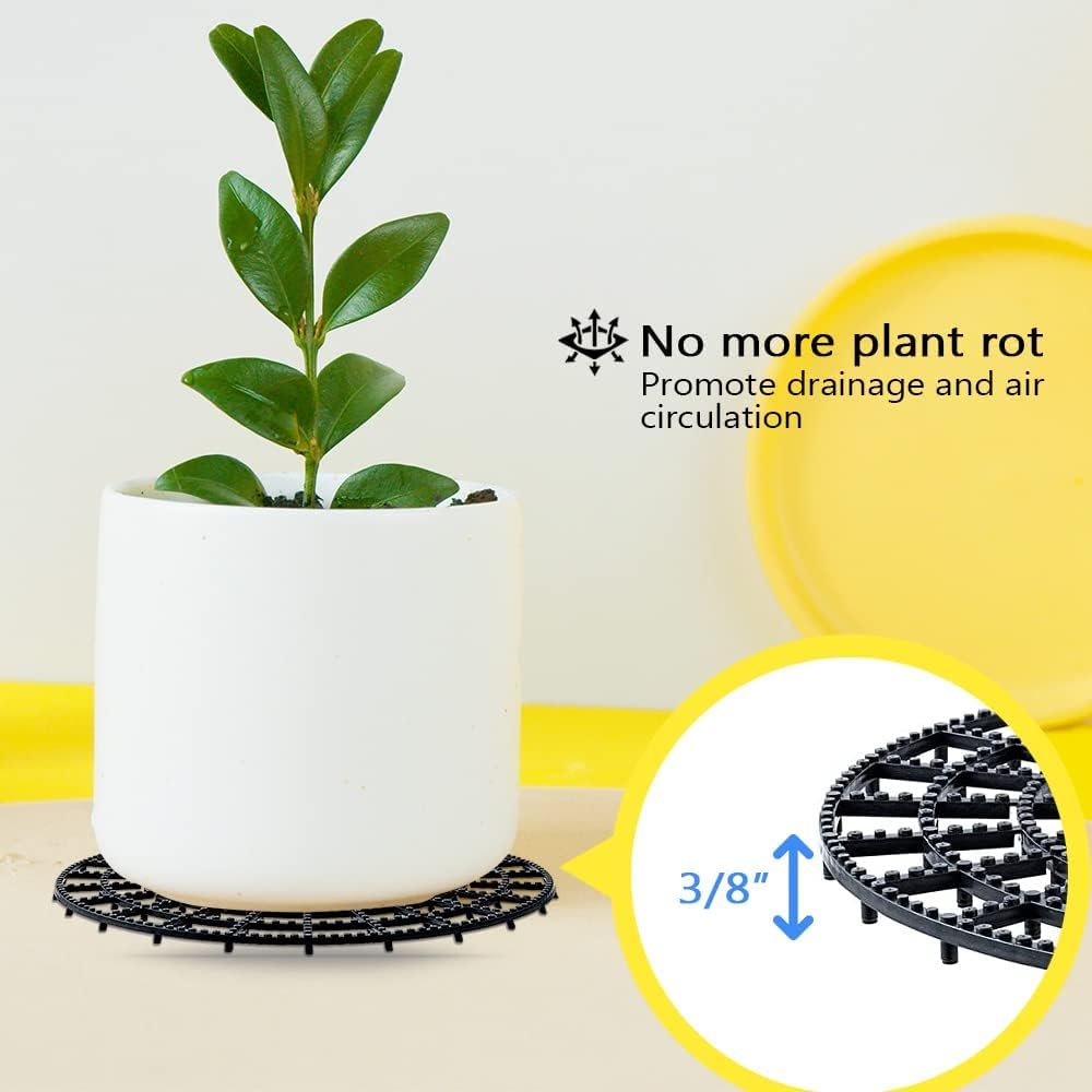 WISHDIAM Plant Riser 6PCS, Flower Plant Stands, 12 inches Patio&Deck Floor Protector, Adjustable Heavy Plant Riser, Deck Planter Plant Coaster, Plant Trivet for Indoor, Outdoor, Airflow and Drainage