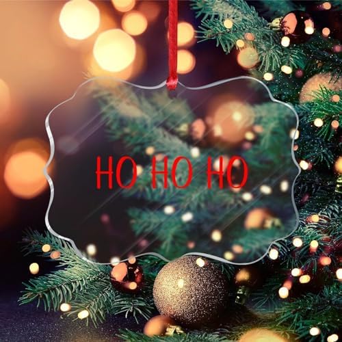 Clear Acrylic Discs with Hole Ho Ho Ho Acrylic Ornament Xmas Holiday Decor Christmas Tree Hanging Accessories Gifts for Women Men On Christmas