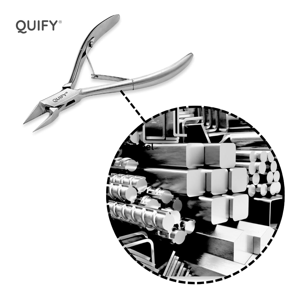 QUIFY Side Nail Clippers Straight Blade for Thick Toenails, Nail Clippers for Thick and Ingrown Nails - Professional Quality Stainless Steel Toe Nail Tools - Side Nail Cutter - Arrow Point - 5"