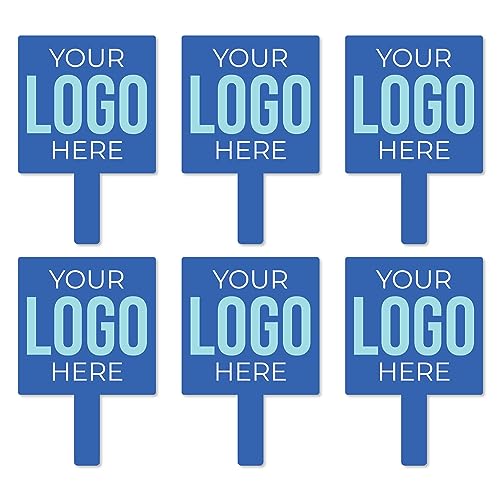 Big Dot of Happiness Custom Logo Paddles - Personalized Branded Business Party Photo Booth and Fan Props - Set of 6