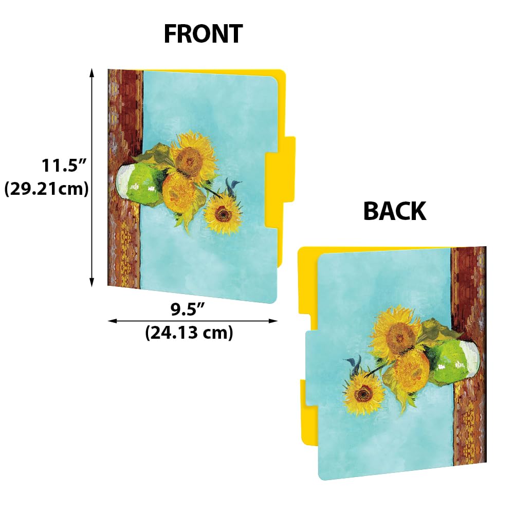 WIRESTER 12 Pack Decorative File Folders (9.5 x 11.5 Inch), Letter Size Holders for Office Supplies with 1/3 Cut Tab, 6 Fashion Designs - Famous Painting Van Gogh