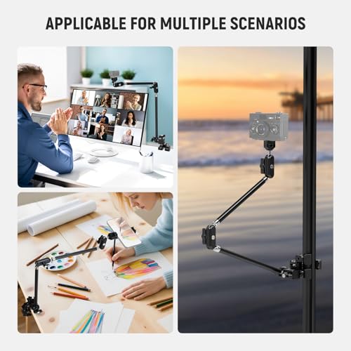 NEEWER 30" Articulating Magic Arm with Super Clamp/Action Cam Mount/Phone Holder, Overhead Camera Desk Mount Mic Boom Stand, Compatible with GoPro iPhone DSLR Webcam Microphone Video Recording, UA056 - style: UA056