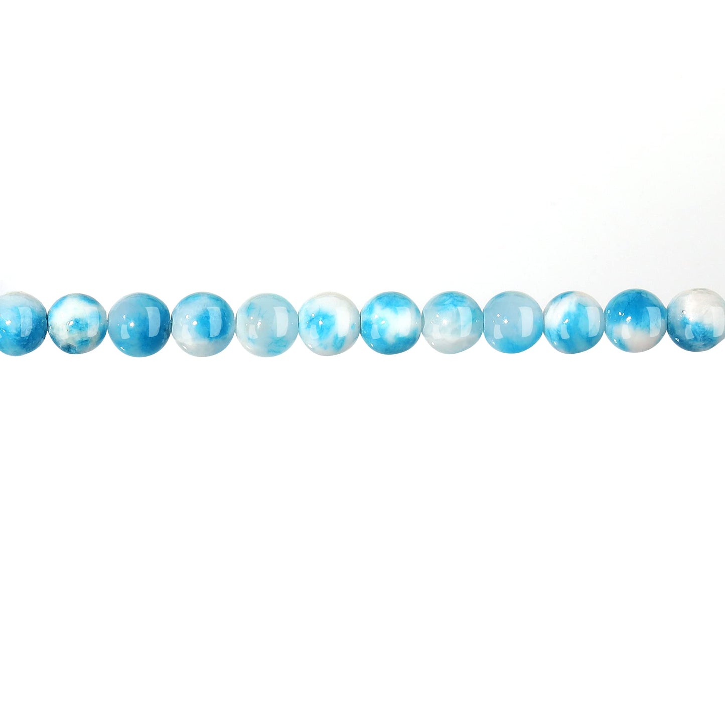 Filluck Natural Stone Beads 8mm Blue White Jade Polished Round Smooth Gemstone Beads for Jewelry Making Adults 15 Inch(Blue White Jade,8mm)