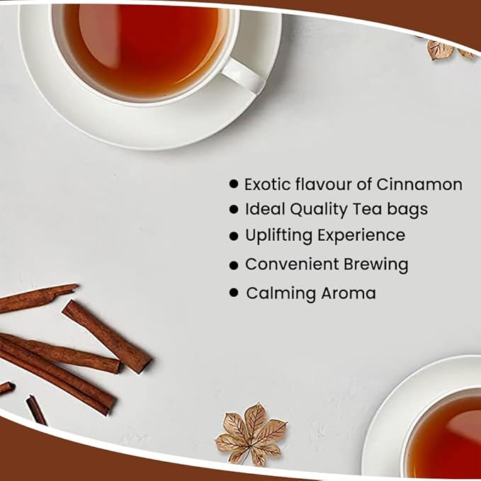 Tea4U Flavored Black Ceylon TeaBags (Cinnamon) - Ideal Quality from Sri Lanka's Finest Leaves and Expertly Blended - 25 Count