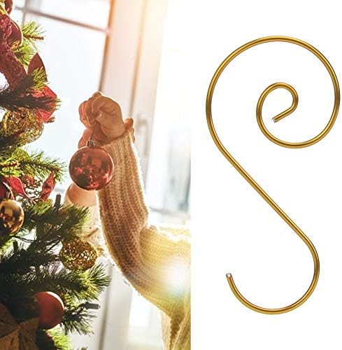 Cryfokt 60 Pcs Metal S Hooks for Christmas Tree Ornaments, 4 Colors (Gold)