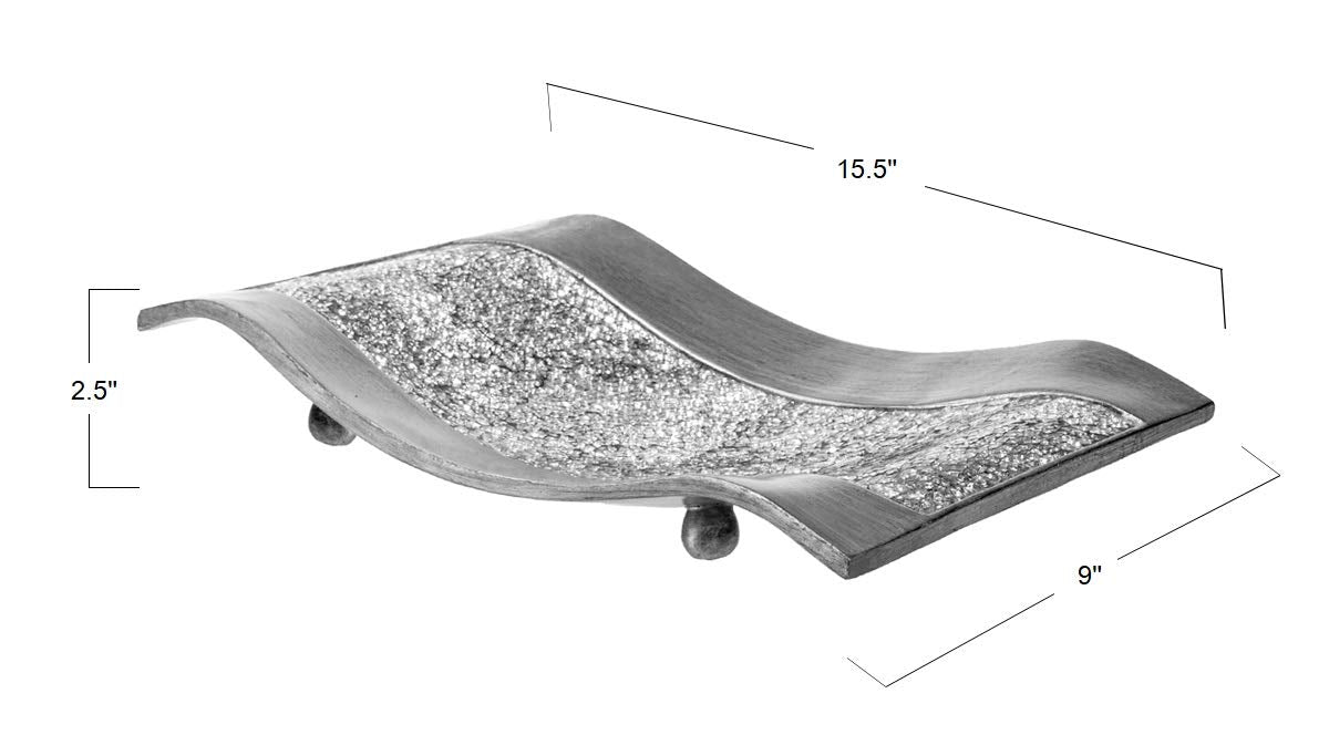 Creative Scents Schonwerk Silver Centerpiece for Dining Room - Crackled Mosaic Design Decorative Tray - Home Decor - Coffee Table Decorations Centerpiece for Dining/Living Room - Great Gift Idea