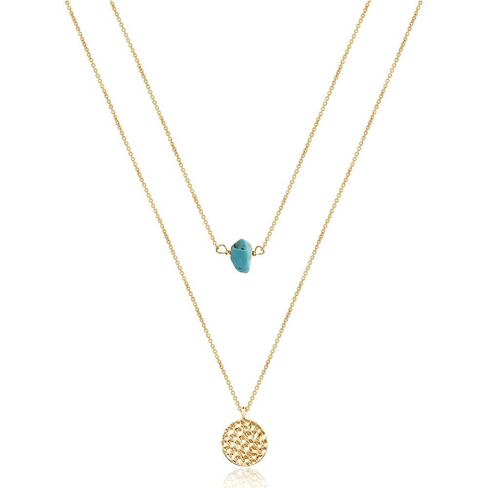 Turandoss Dainty Choker Disc Necklace Hammered Necklaces for Women Simple Necklace Jewelry