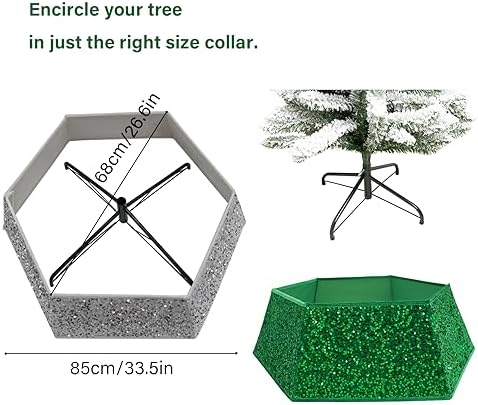 Transform Your Christmas Tree with Sunshine's Sparkling Sequin Tree Skirt - 33.5" Large Size, Christmas Tree Collar for Holiday Home Decor(Green)