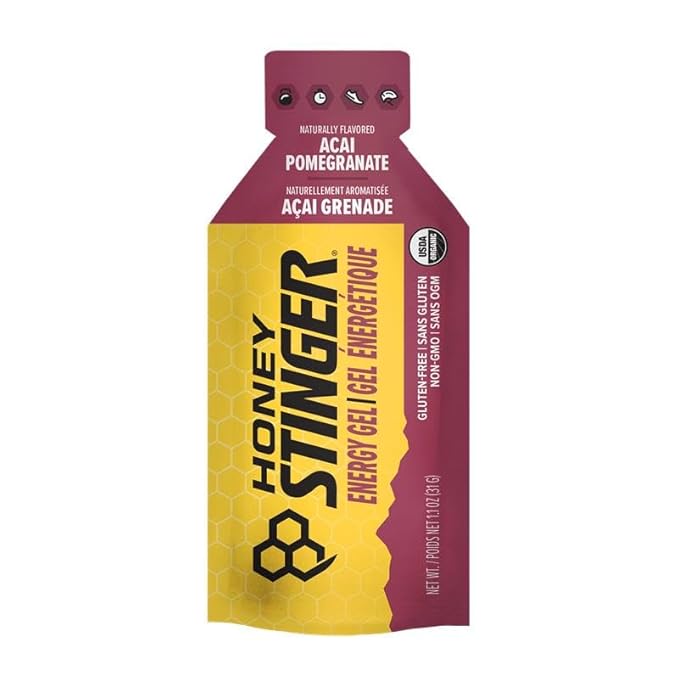 Honey Stinger Organic Acai Pomegranate Energy Gel | Gluten Free & Caffeine Free | For Exercise, Running and Performance | Sports Nutrition for Home & Gym, Pre and Mid Workout | 24 Pack, 26.4 Ounce