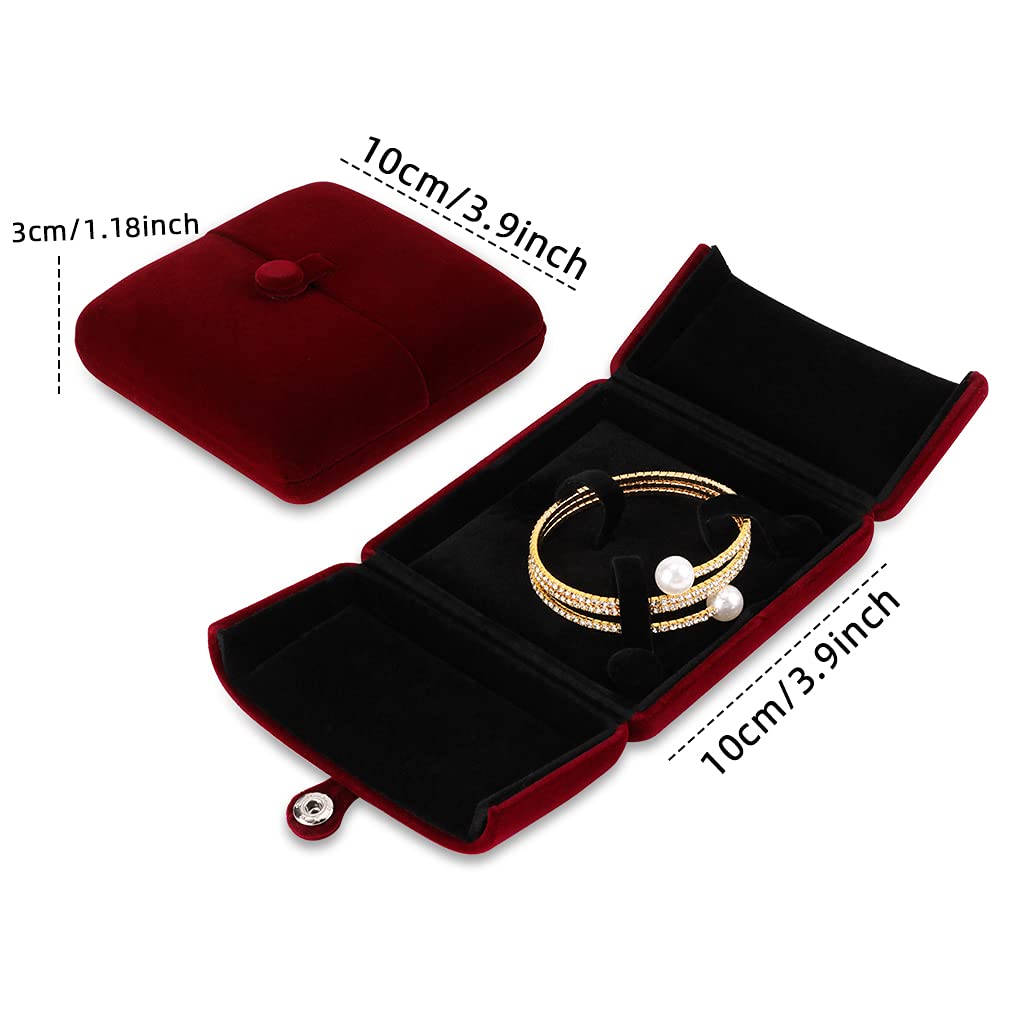 iSuperb Red Wine Velvet Bracelet Box Couple Proposal Jewelry Gift Box Engagement Ring Boxes Jewelry Display Storage for Wedding Anniversary (Bracelet box)