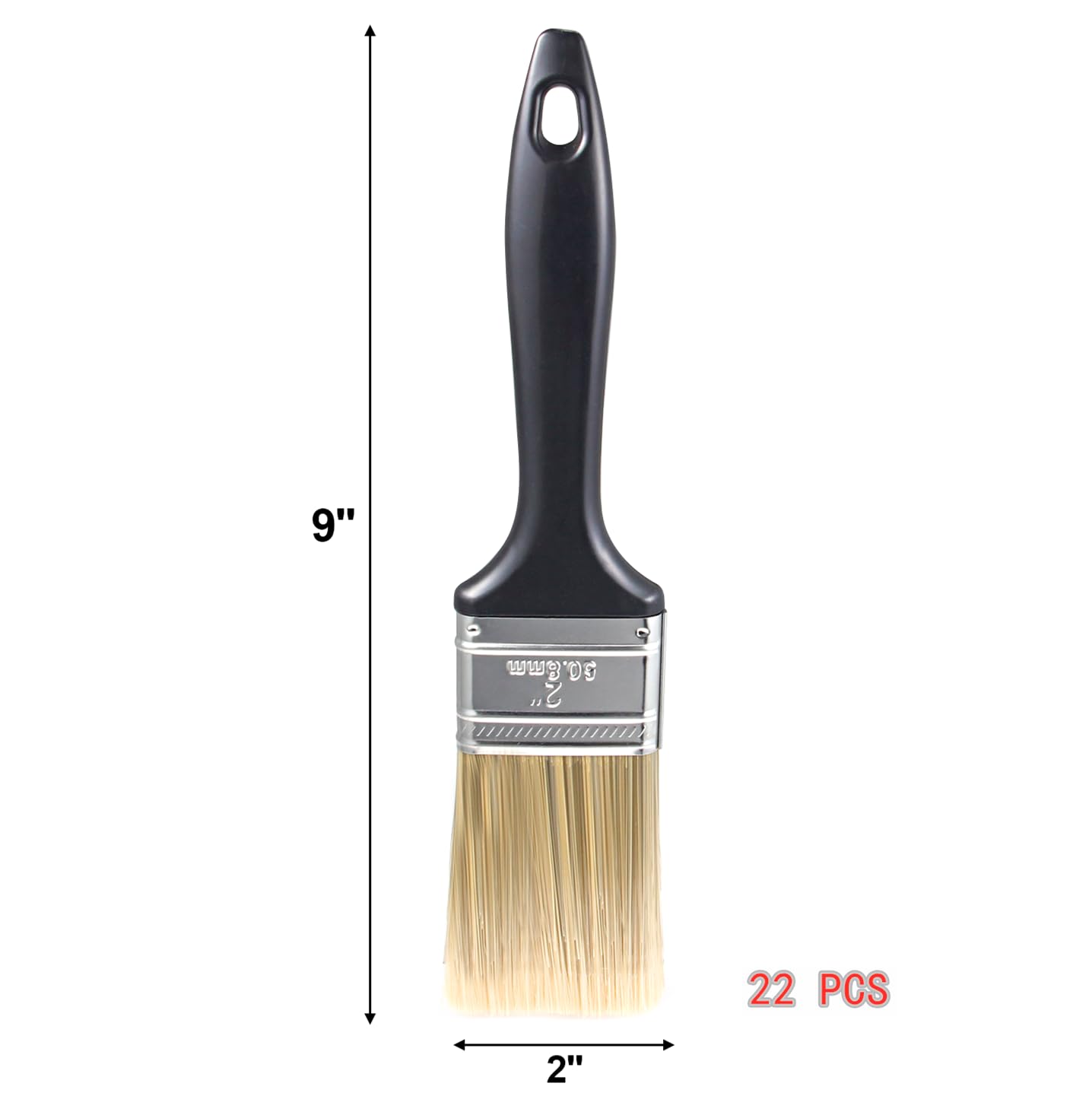 Nalegtocw 22 Pieces 2 Inch Paint Brush,Flat Paint Brushes Professional Paint Tools with Treated Plastic Handle for DIY Paint,Furniture,Deck,and Wall Trim