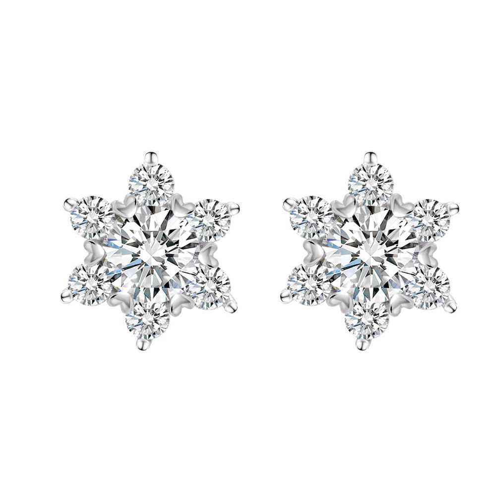 14K Gold 0.5/1ct D-Color VVS1 Diamond Celestial Star Stud Earrings for Women Push Back, Ideal Graduation Gift for Young Ladies (1CT)