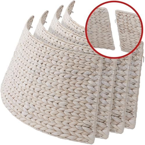 Casafield 42-Inch Christmas Tree Collar, Woven Water Hyacinth Tree Base Cover with Cord Cut Out, Whitewash